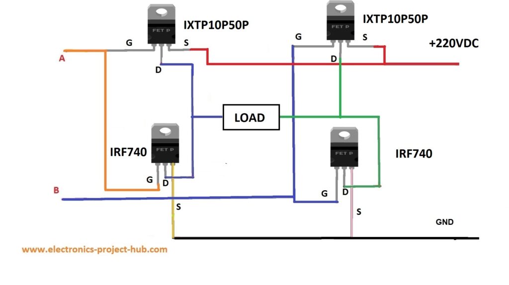 H-Bridge using P and N channel MOSFET