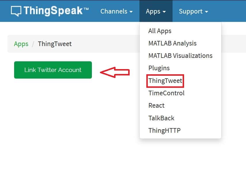 Linking Tweeter account with Thingspeak